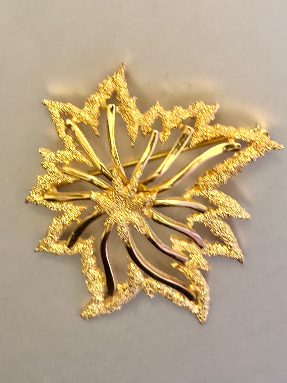 Crown Trifari Starburst Leaf Brooch